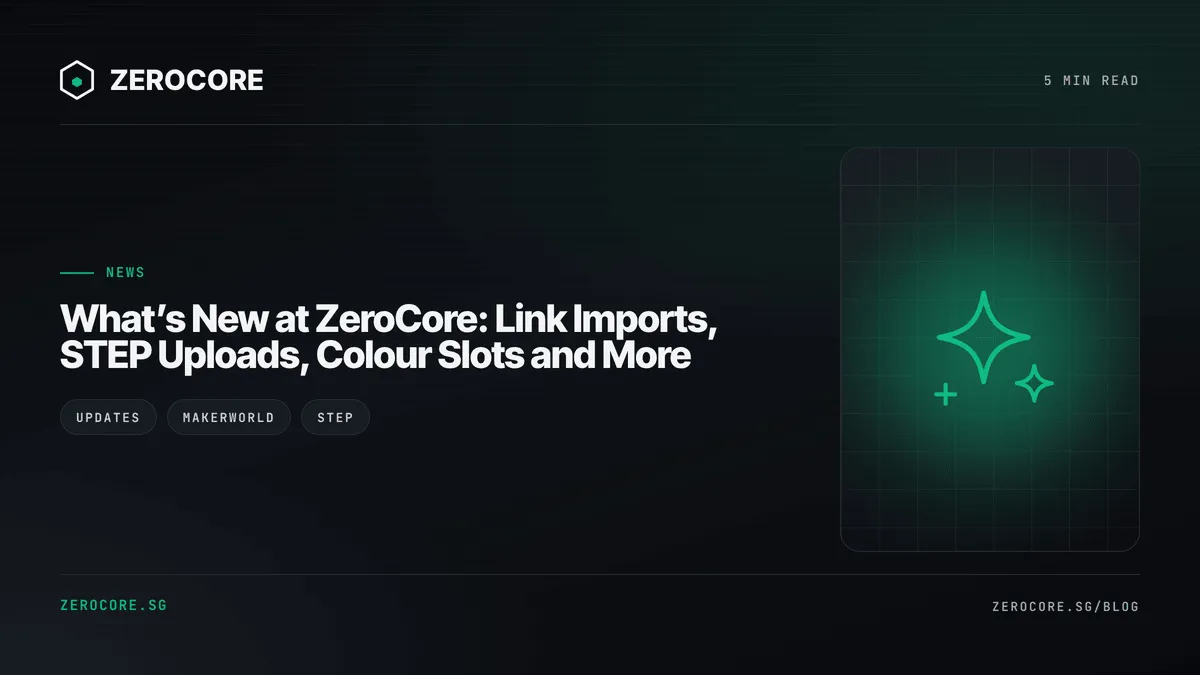 What’s New at ZeroCore: Link Imports, STEP Uploads, Colour Slots and More
