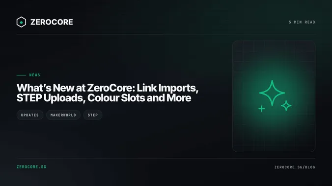 What’s New at ZeroCore: Link Imports, STEP Uploads, Colour Slots and More